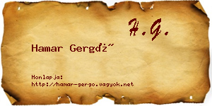 Hamar Gergő névjegykártya